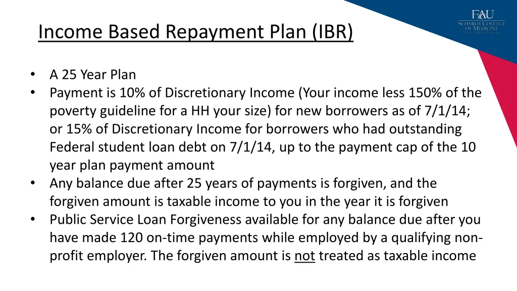 income based repayment plan ibr