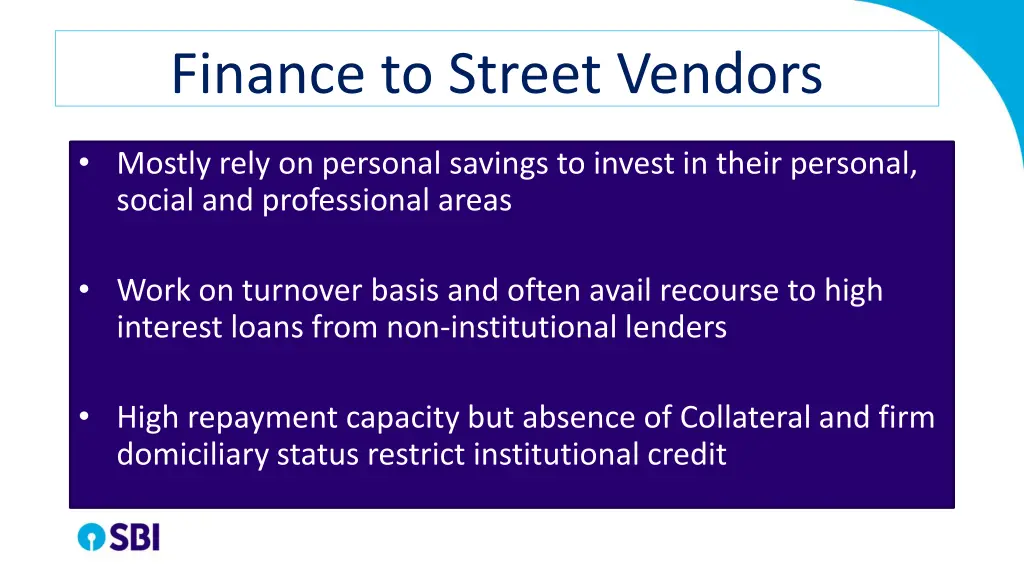 finance to street vendors