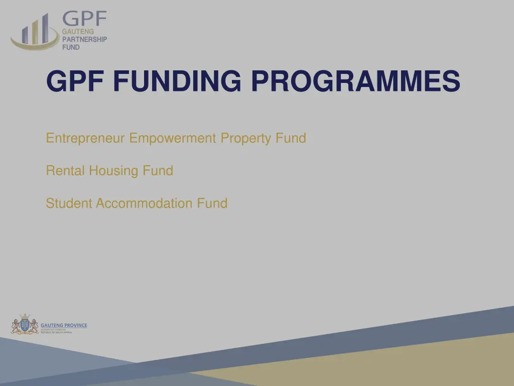 gpf funding programmes