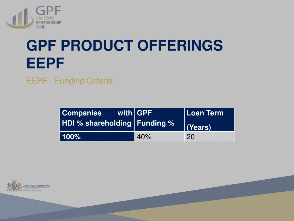 gpf product offerings eepf eepf funding criteria