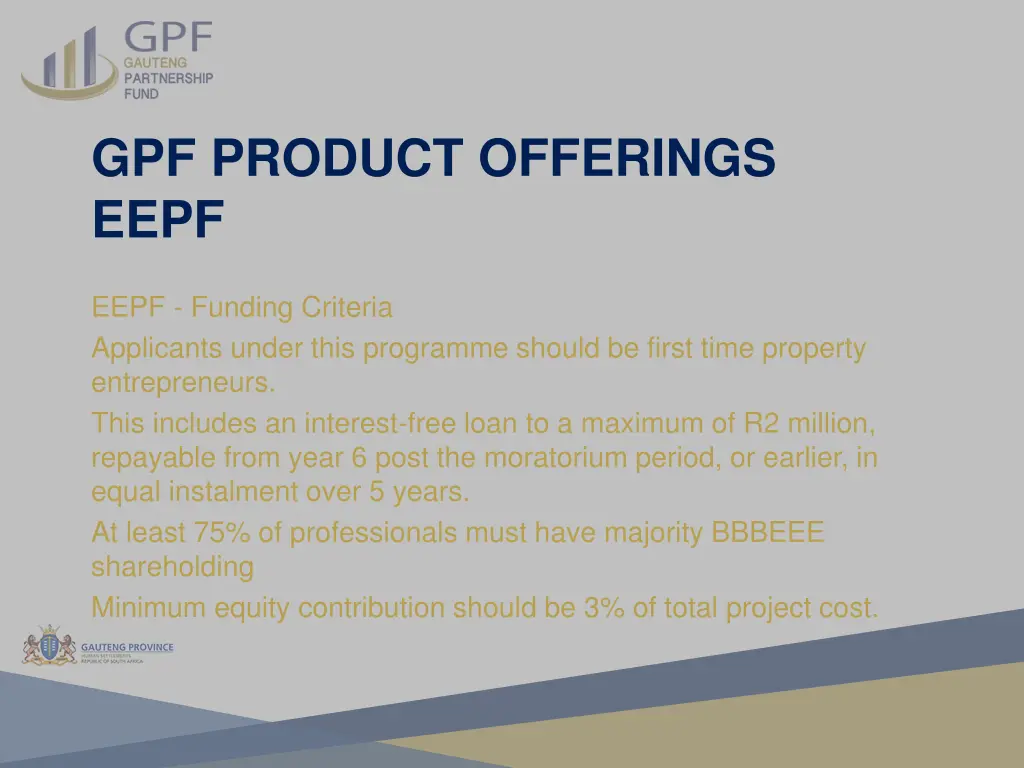 gpf product offerings eepf