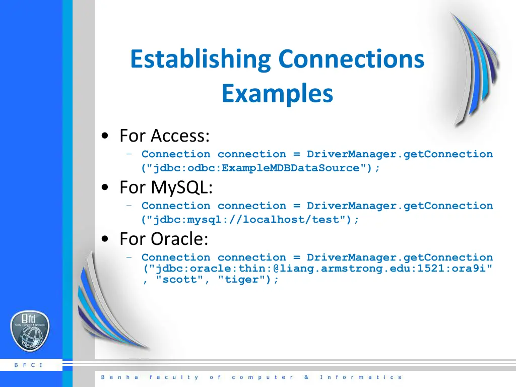 establishing connections examples