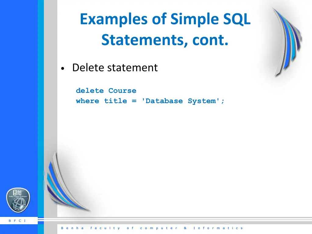 examples of simple sql statements cont 2