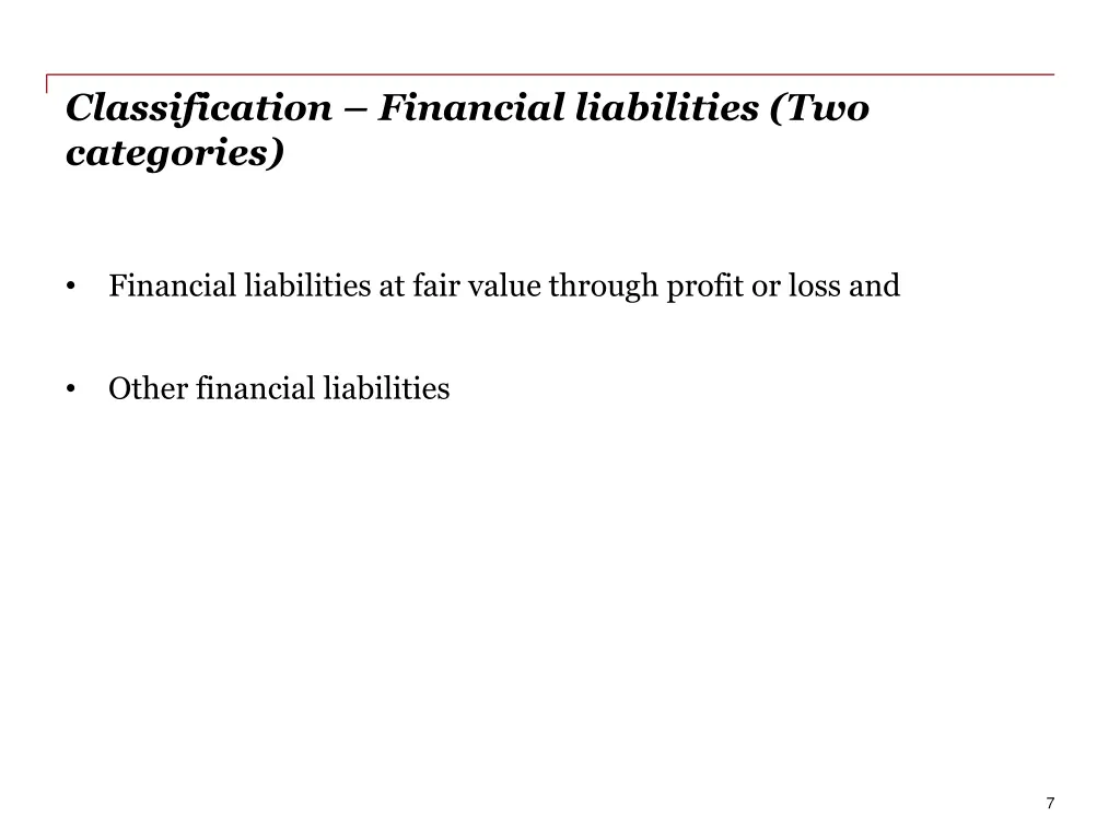 classification financial liabilities