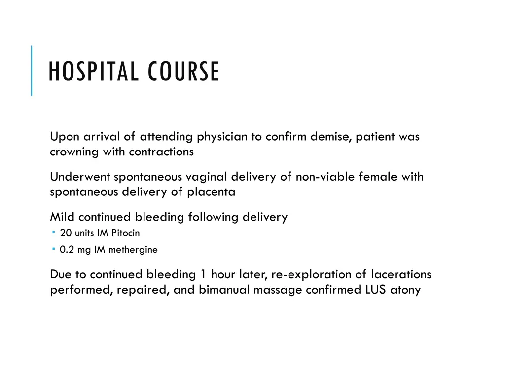 hospital course