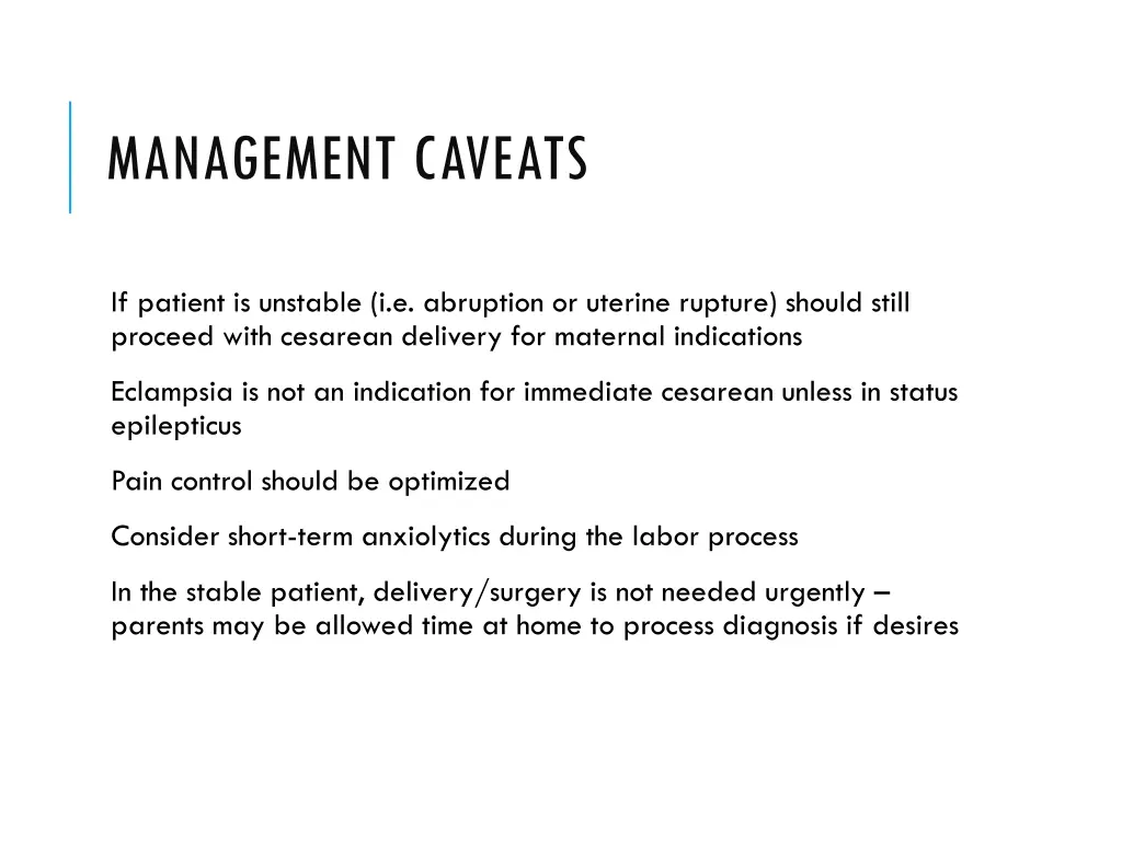 management caveats