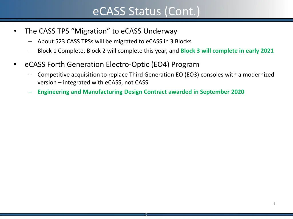 ecass status cont