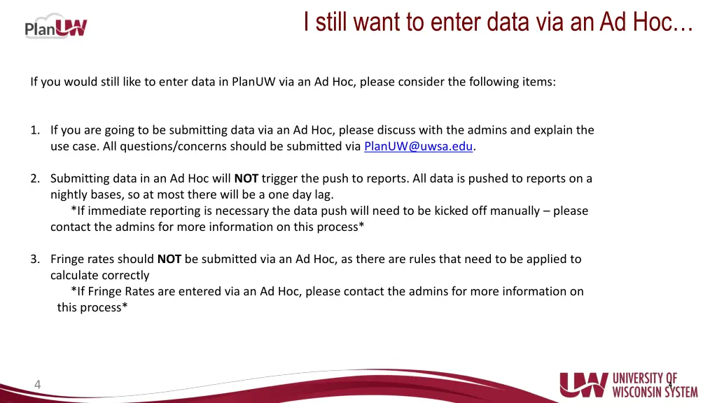 i still want to enter data via an ad hoc