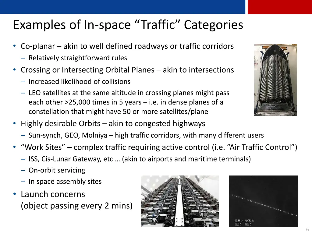 examples of in space traffic categories