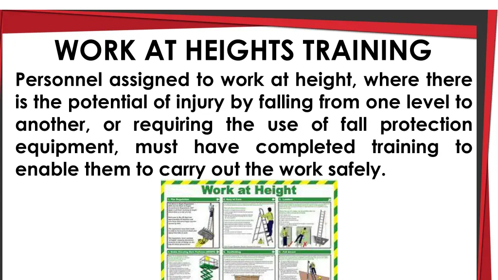 work at heights training personnel assigned