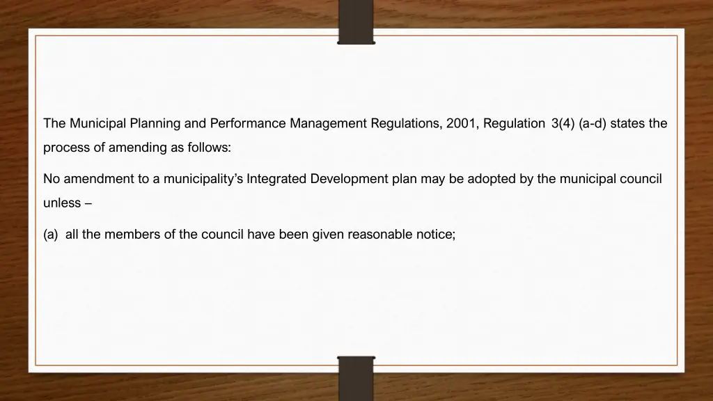 the municipal planning and performance management