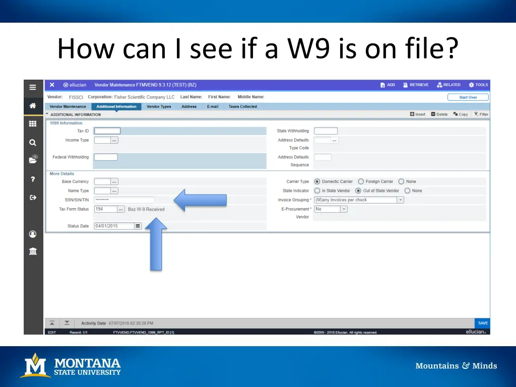 how can i see if a w9 is on file 1