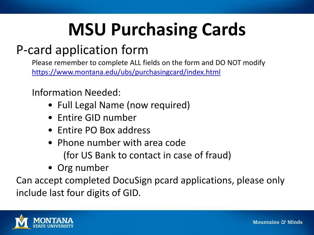 msu purchasing cards p card application form