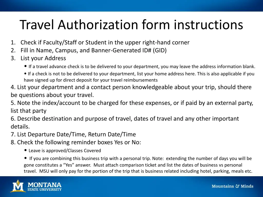 travel authorization form instructions