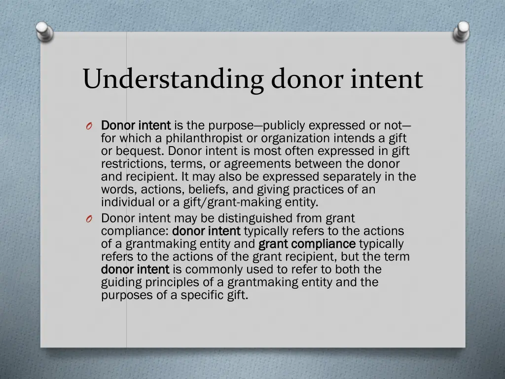 understanding donor intent