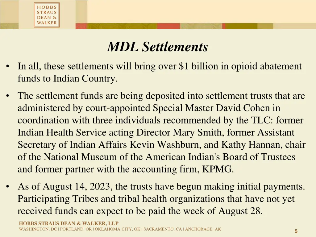 mdl settlements