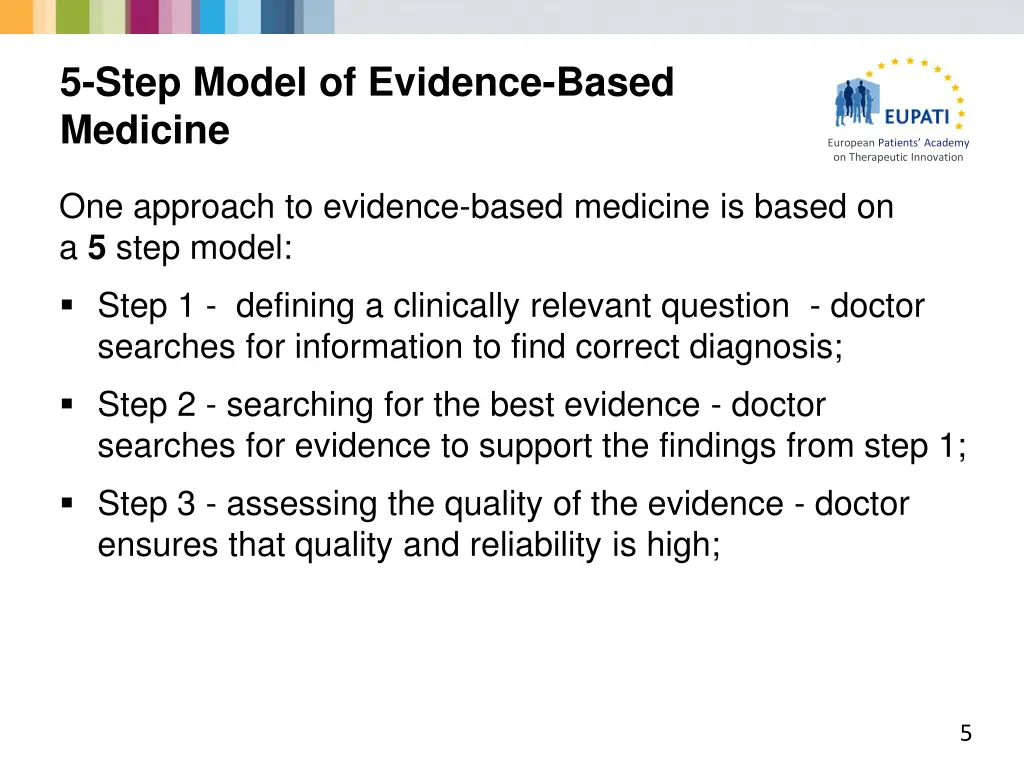 5 step model of evidence based medicine