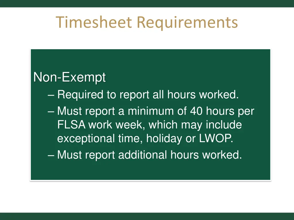 timesheet requirements