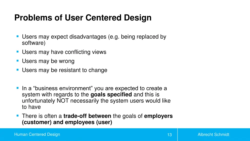 problems of user centered design