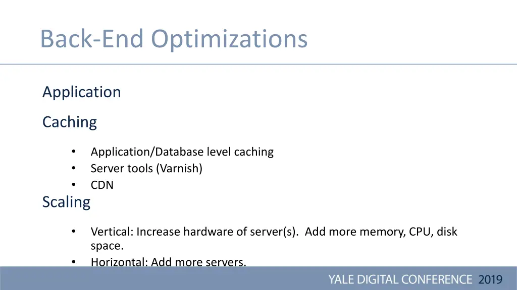 back end optimizations