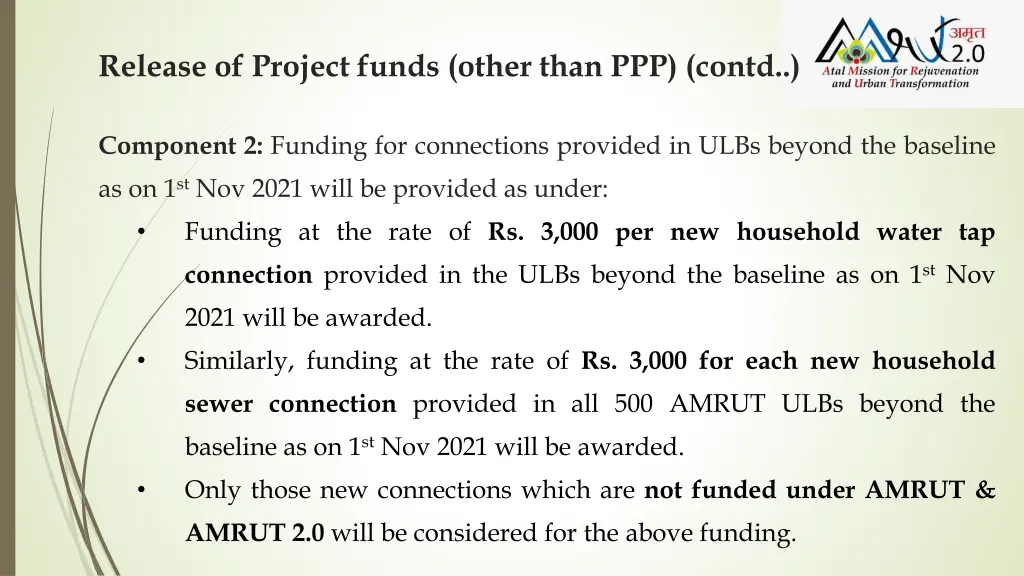 release of project funds other than ppp contd