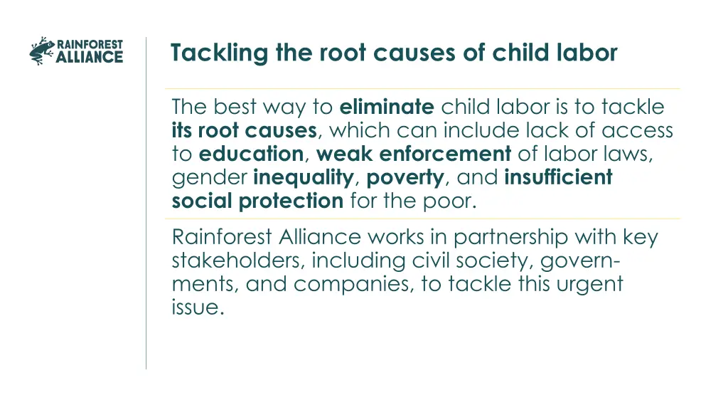 tackling the root causes of child labor