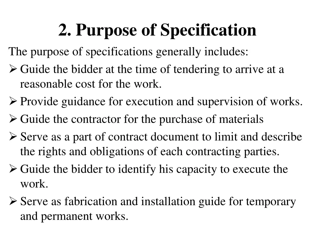 2 purpose of specification the purpose