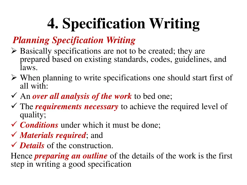 4 specification writing planning specification