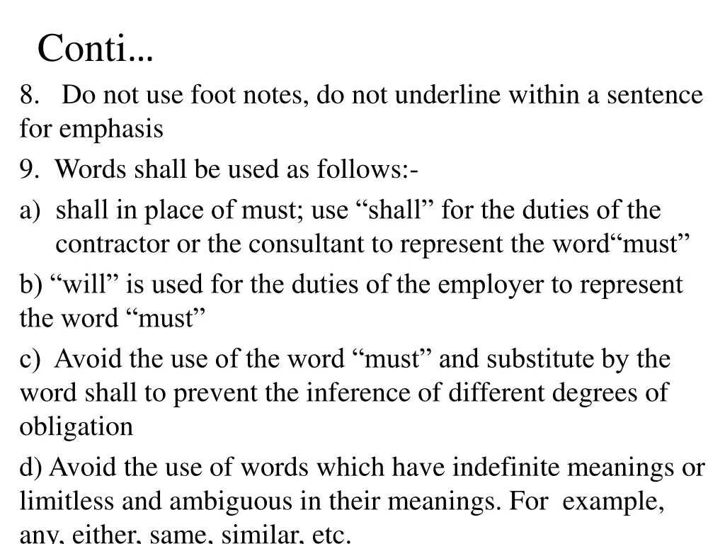 conti 8 do not use foot notes do not underline