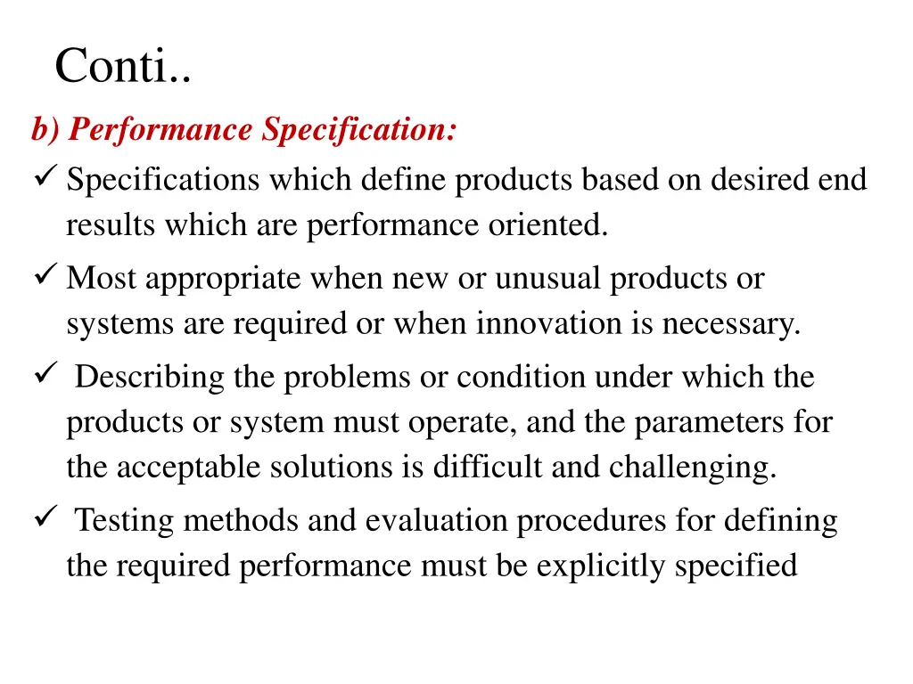 conti b performance specification specifications