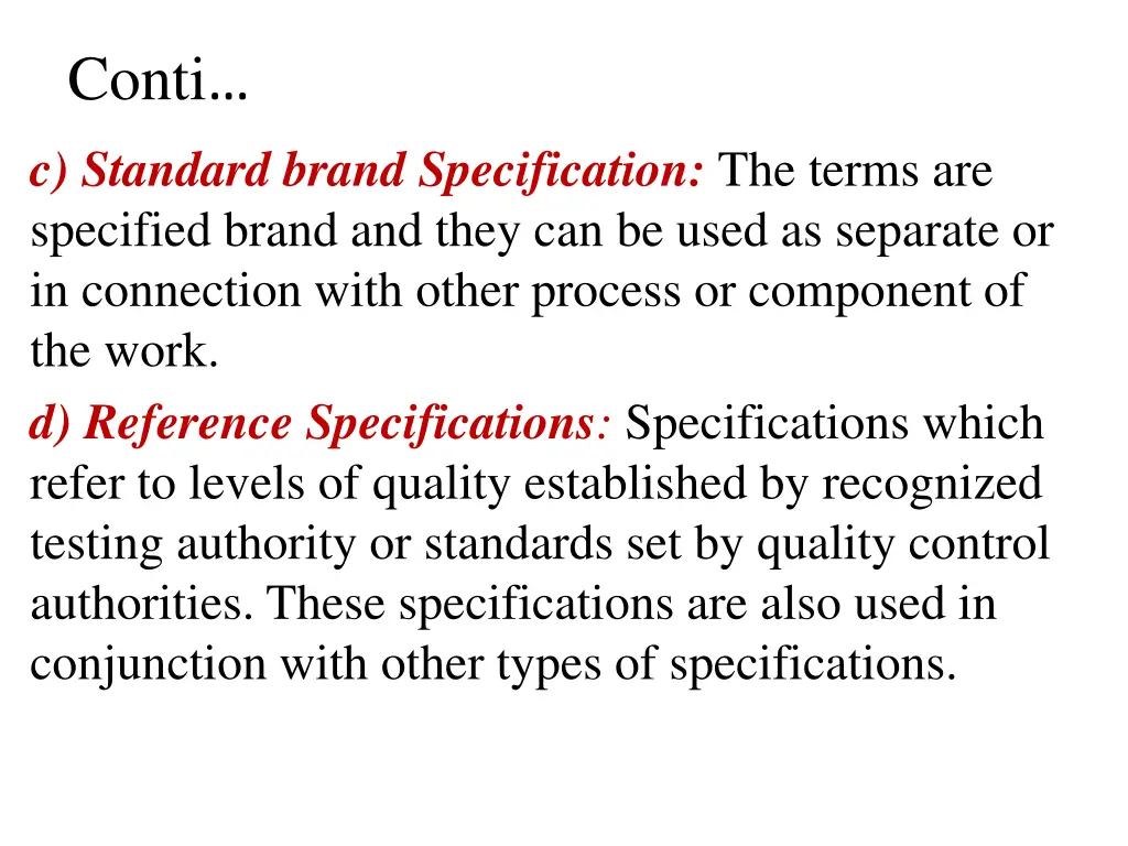 conti c standard brand specification the terms