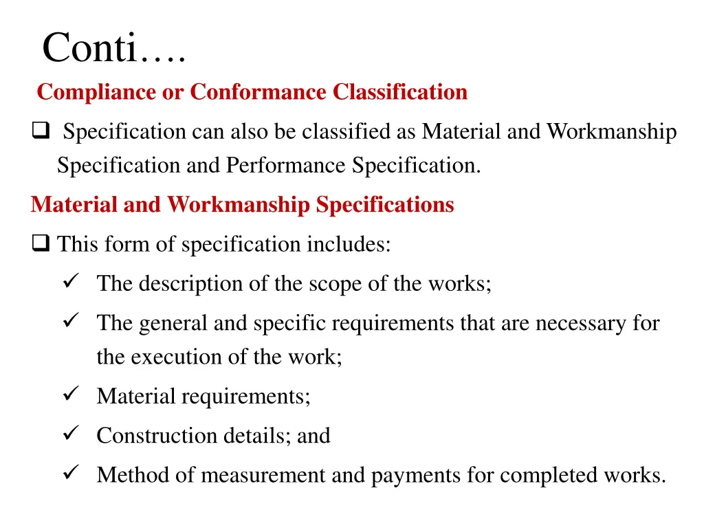 conti compliance or conformance classification