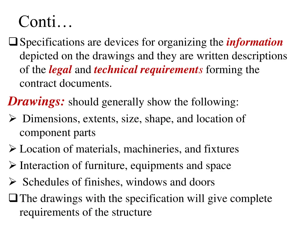 conti specifications are devices for organizing