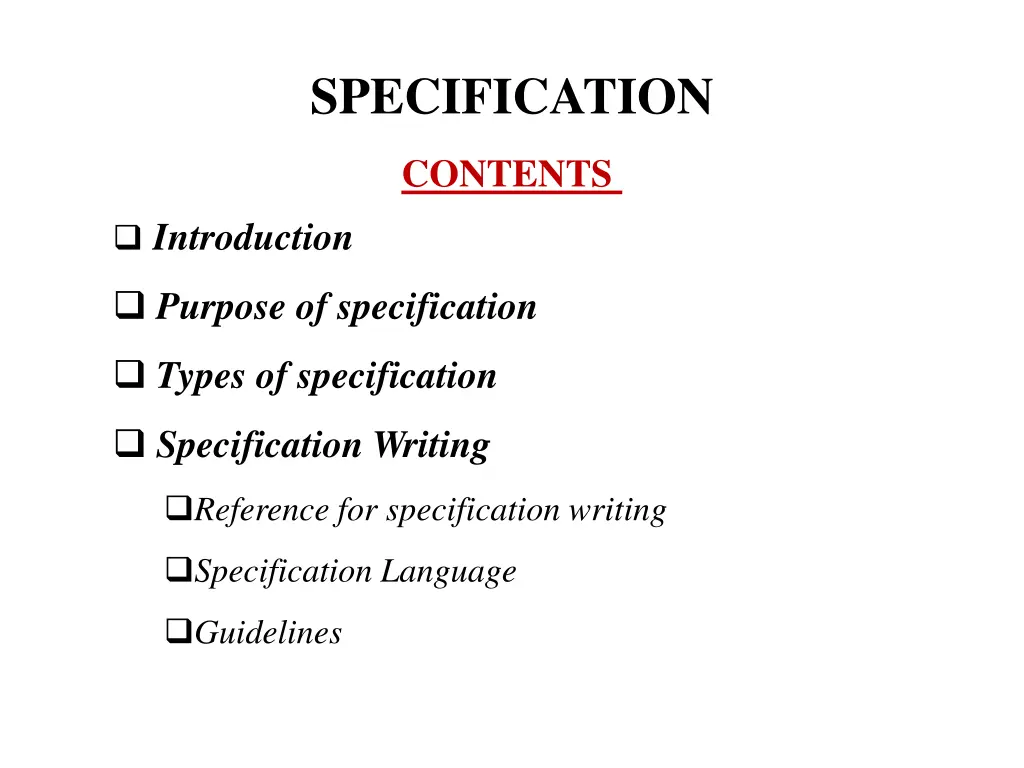 specification