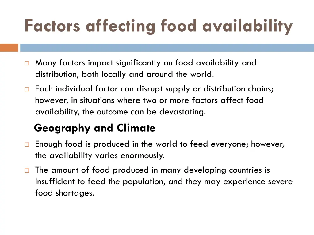 factors affecting food availability