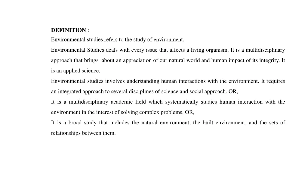 definition environmental studies refers