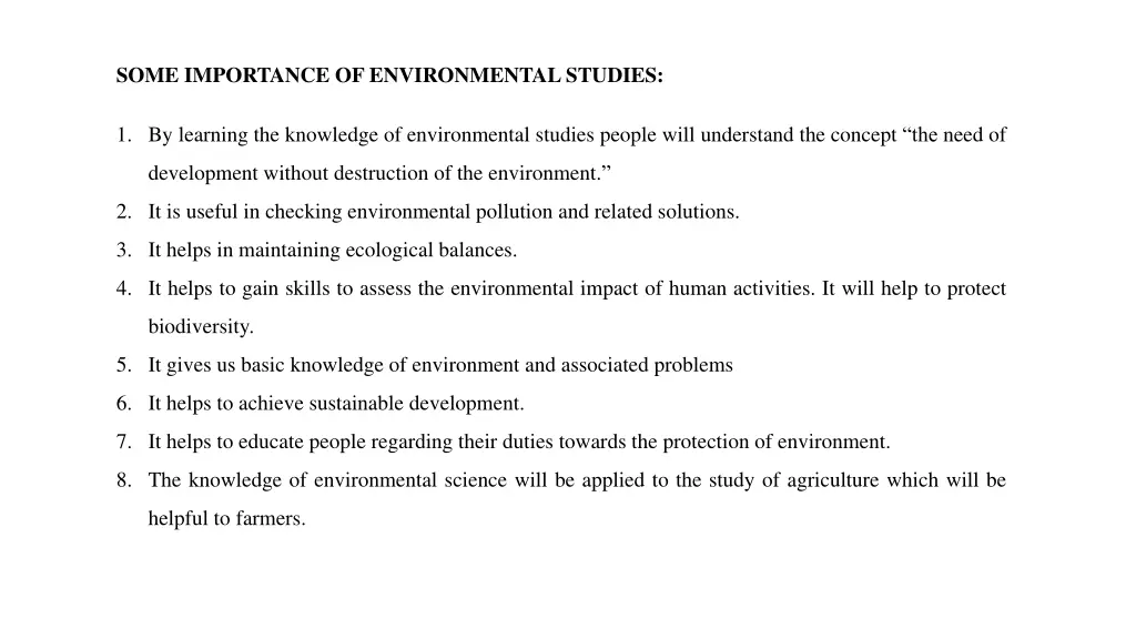 some importance of environmental studies