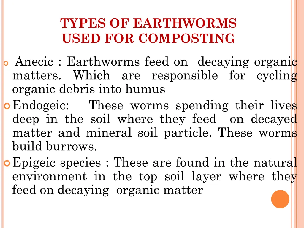 types of earthworms used for composting