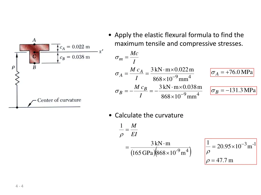 apply the elastic flexural formula to find