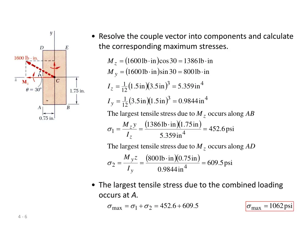 resolve the couple vector into components