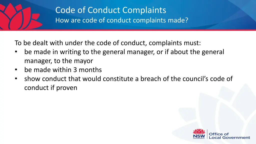 code of conduct complaints how are code