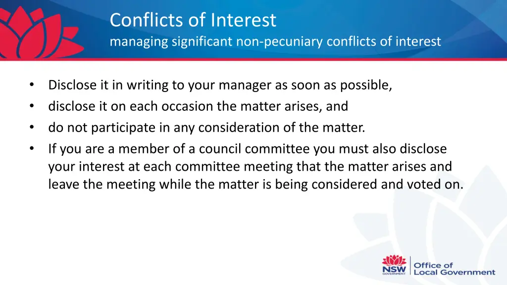 conflicts of interest managing significant