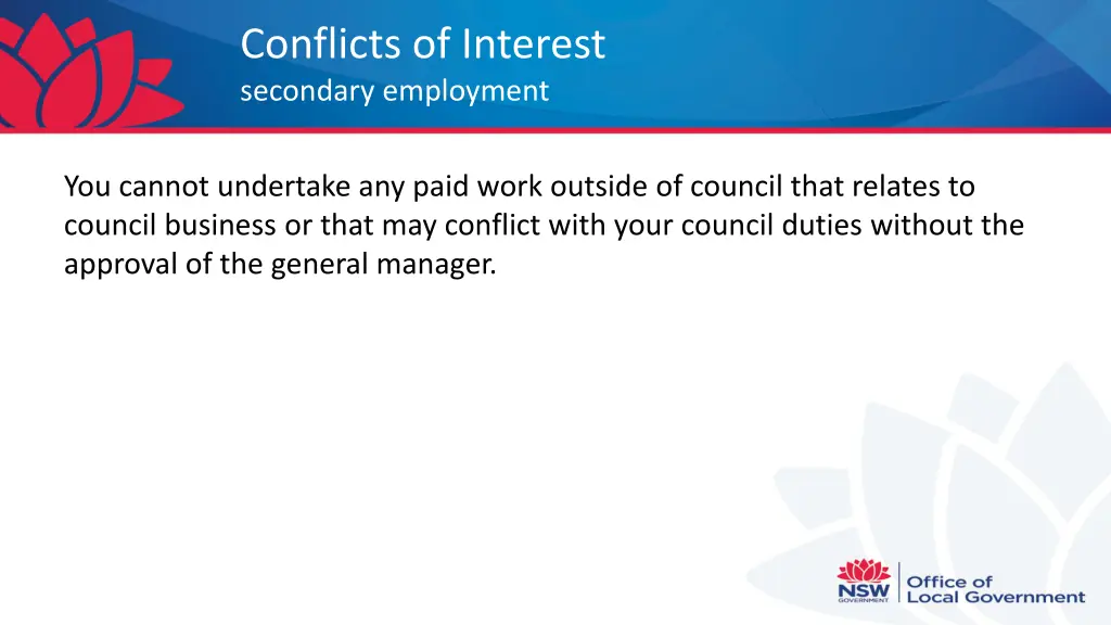 conflicts of interest secondary employment