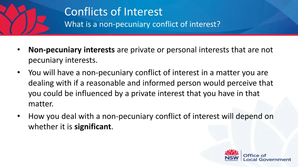 conflicts of interest what is a non pecuniary