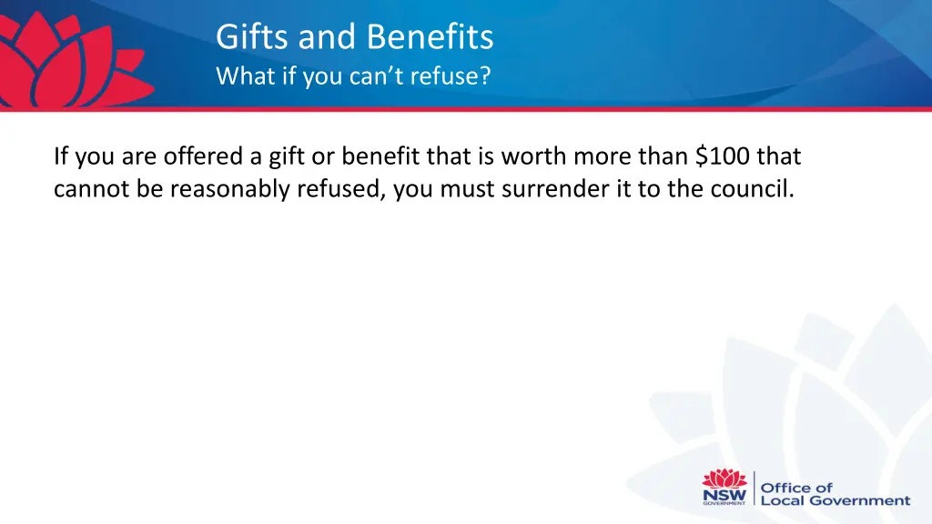 gifts and benefits what if you can t refuse