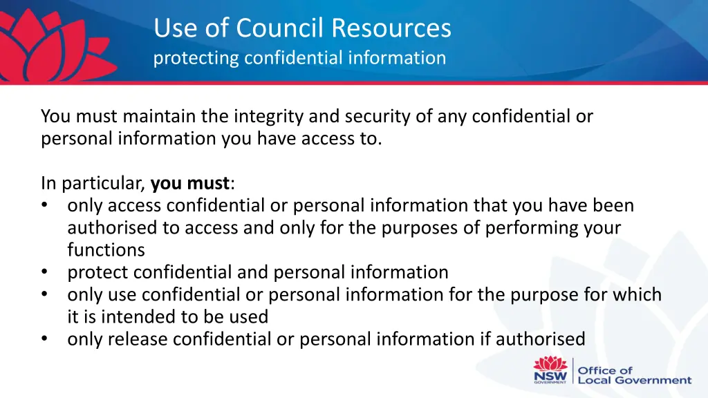 use of council resources protecting confidential