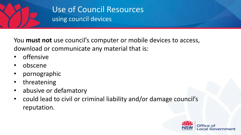 use of council resources using council devices