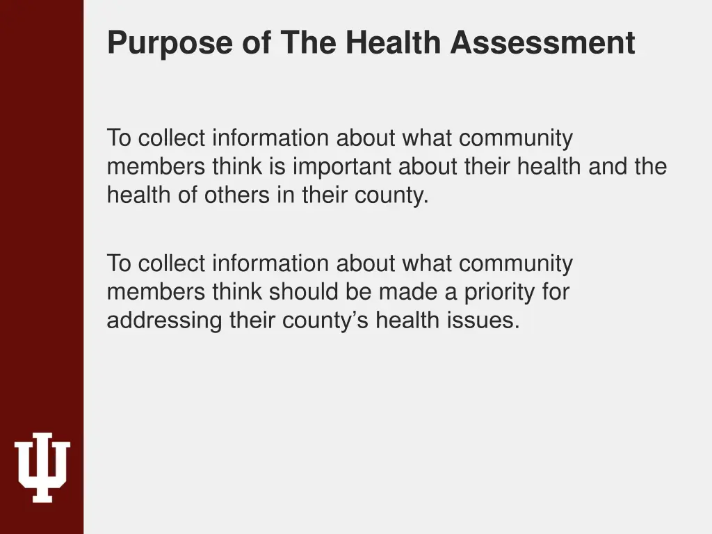 purpose of the health assessment