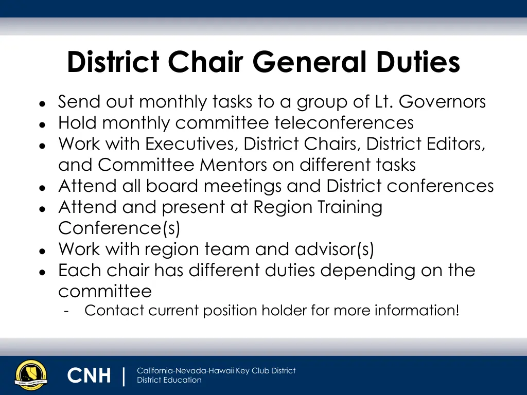 district chair general duties