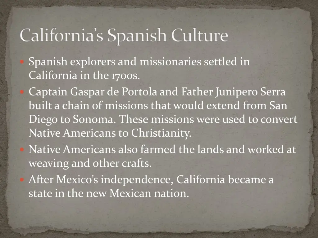 california s spanish culture